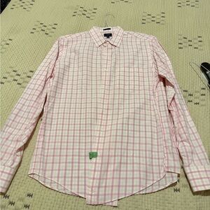 J. Crew Pink and White Checkered Dress Shirt